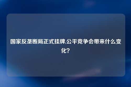 国家反垄断局正式挂牌,公平竞争会带来什么变化？