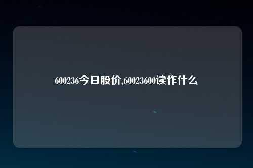 600236今日股价,60023600读作什么