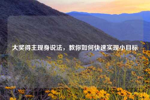 大奖得主现身说法，教你如何快速实现小目标