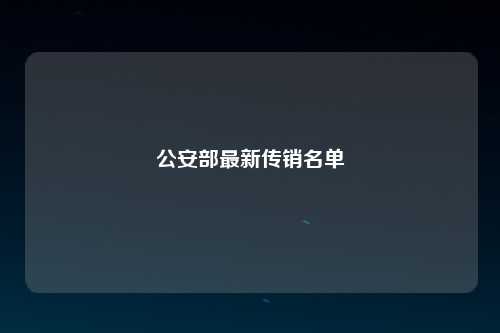 公安部最新传销名单