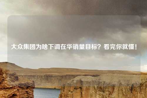 大众集团为啥下调在华销量目标？看完你就懂！