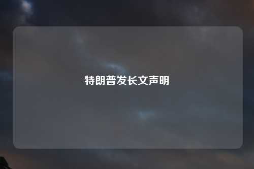 特朗普发长文声明