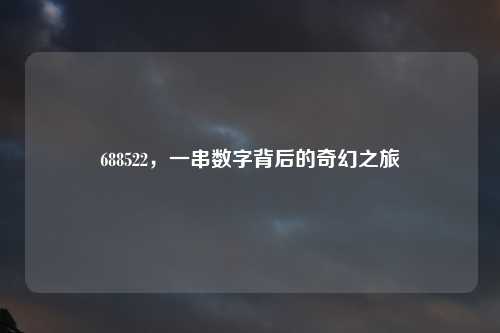 688522，一串数字背后的奇幻之旅