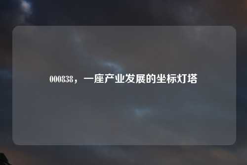 000838，一座产业发展的坐标灯塔