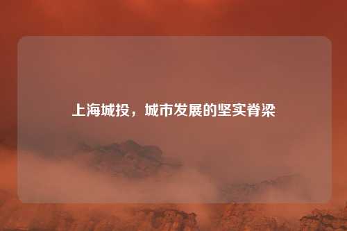 上海城投，城市发展的坚实脊梁