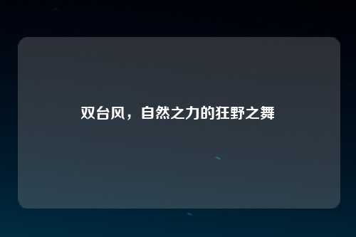 双台风，自然之力的狂野之舞