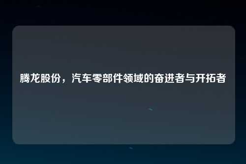 腾龙股份，汽车零部件领域的奋进者与开拓者