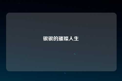 银银的璀璨人生