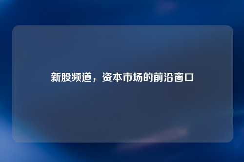 新股频道，资本市场的前沿窗口