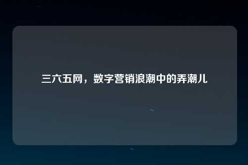 三六五网，数字营销浪潮中的弄潮儿