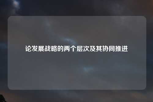 论发展战略的两个层次及其协同推进