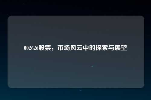 002626股票，市场风云中的探索与展望