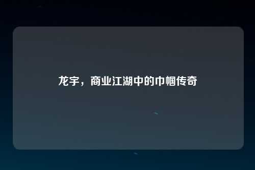龙宇，商业江湖中的巾帼传奇