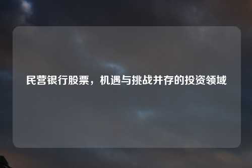 民营银行股票，机遇与挑战并存的投资领域