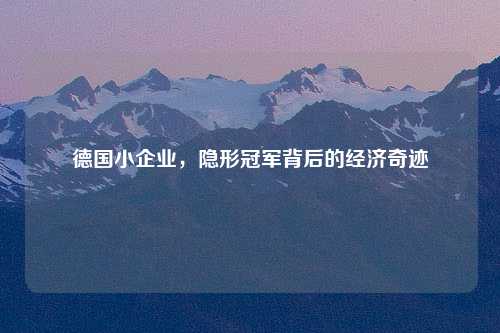 德国小企业，隐形冠军背后的经济奇迹