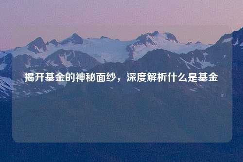 揭开基金的神秘面纱，深度解析什么是基金