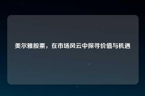 美尔雅股票，在市场风云中探寻价值与机遇