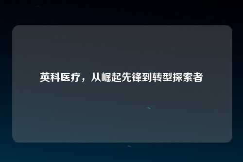 英科医疗，从崛起先锋到转型探索者