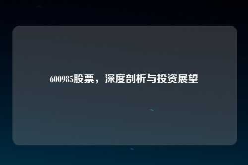 600985股票，深度剖析与投资展望