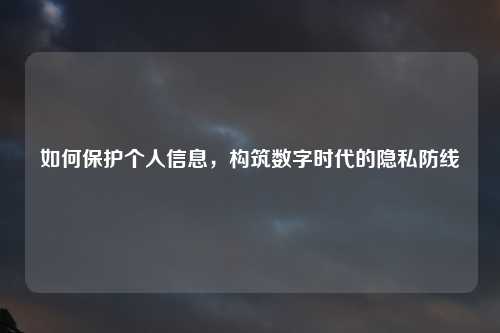 如何保护个人信息，构筑数字时代的隐私防线