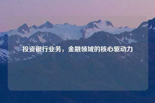 投资银行业务，金融领域的核心驱动力