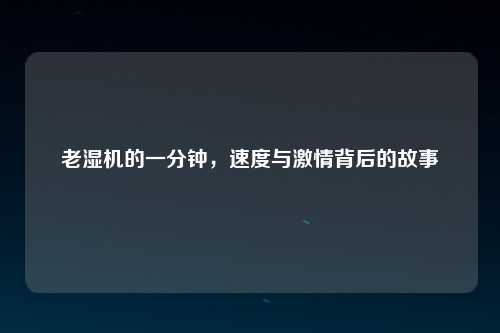老湿机的一分钟，速度与激情背后的故事