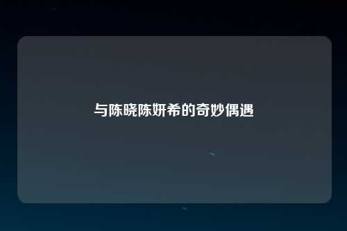 与陈晓陈妍希的奇妙偶遇