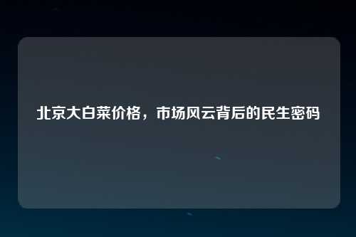 北京大白菜价格，市场风云背后的民生密码