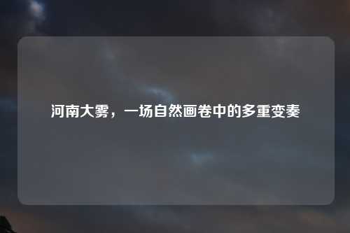 河南大雾，一场自然画卷中的多重变奏