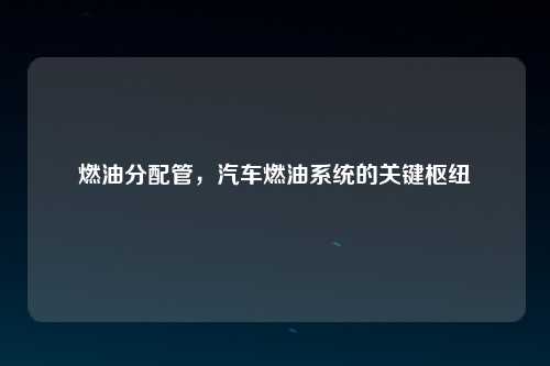 燃油分配管，汽车燃油系统的关键枢纽