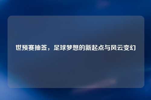 世预赛抽签，足球梦想的新起点与风云变幻
