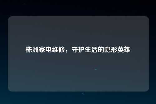 株洲家电维修，守护生活的隐形英雄
