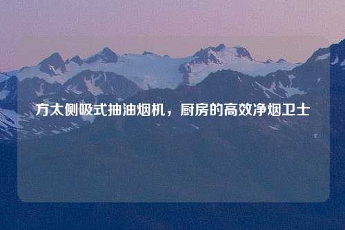 方太侧吸式抽油烟机，厨房的高效净烟卫士